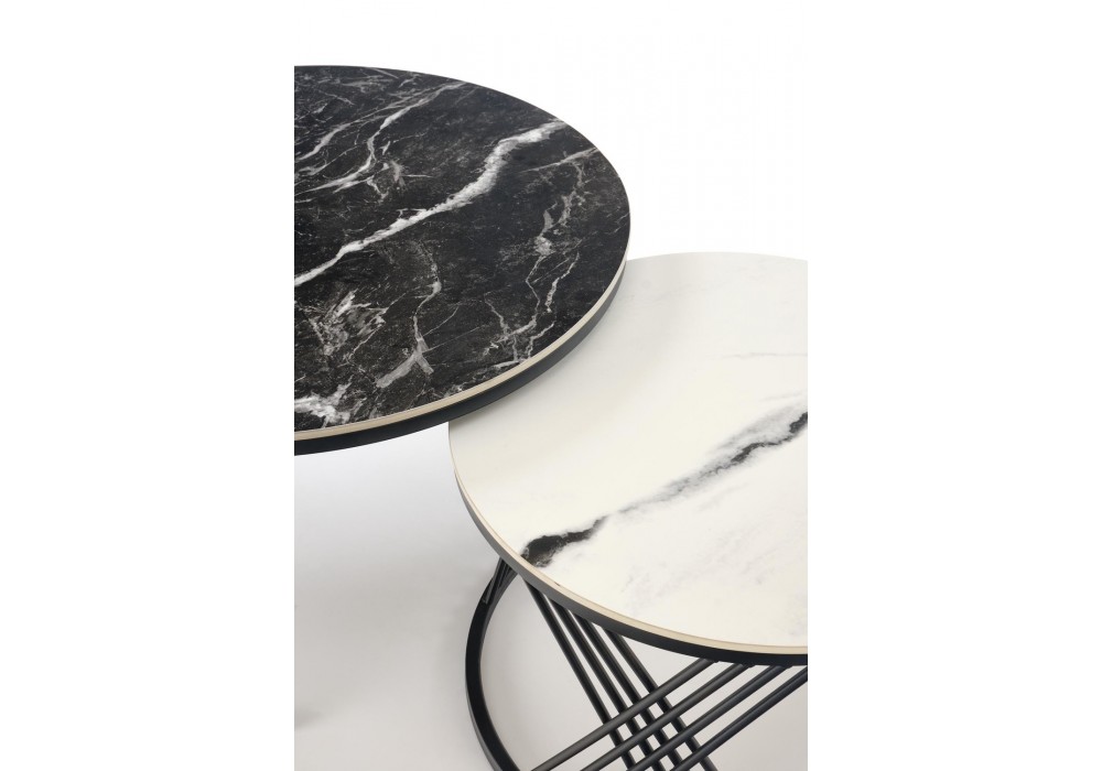 Комплект журнальных столов Halmar Flamingo 80x80 см чёрный мрамор, чёрный (V-CH-FLAMINGO-LAW-CZARNY/BIAŁY)