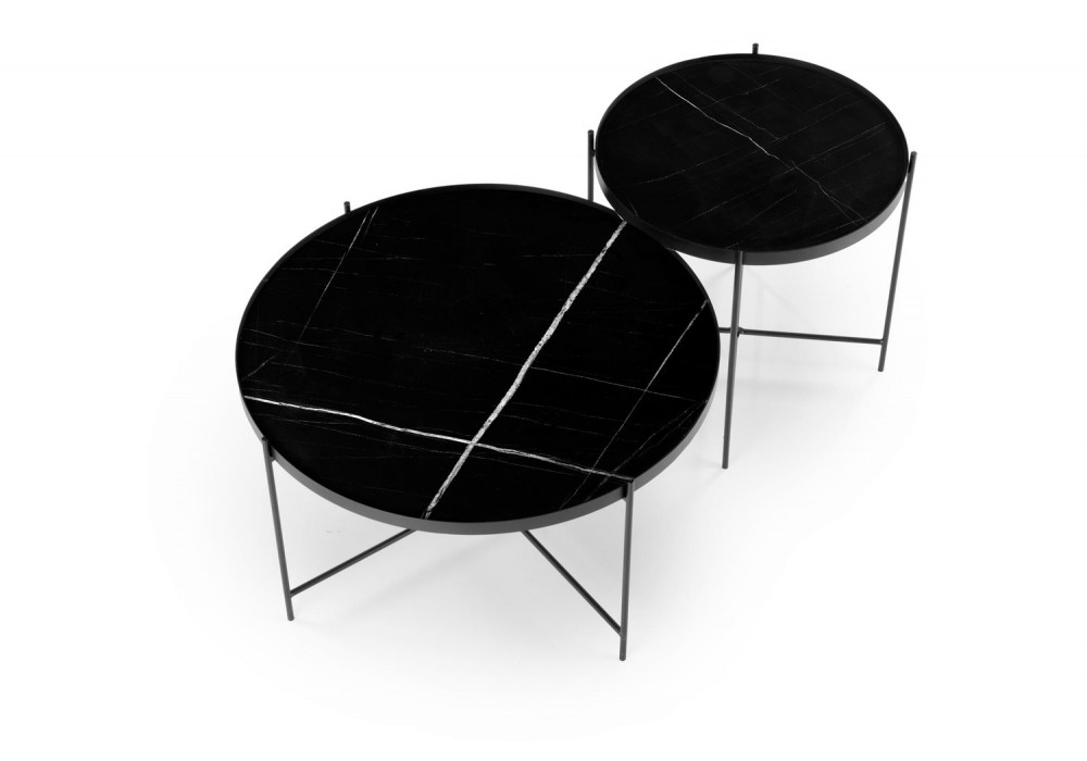Комплект журнальних столів Halmar Julieta 70x70 см чорний мармур, чорний (V-CH-JULIETA-LAW-CZARNY)
