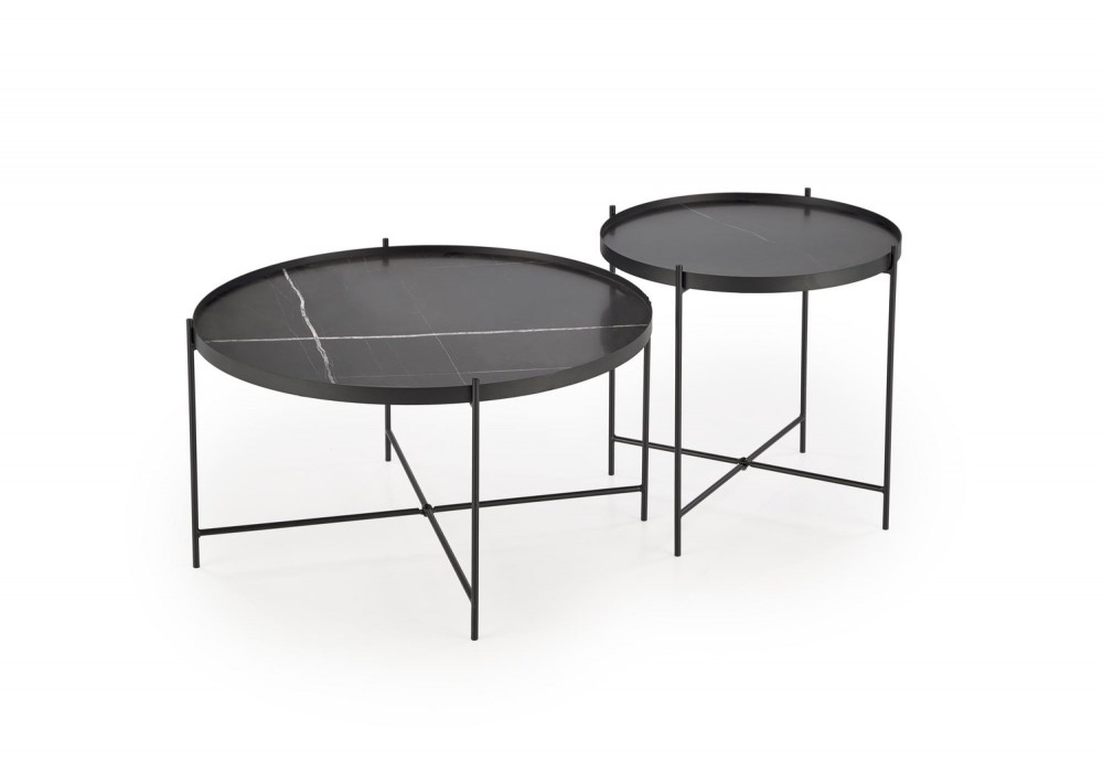 Комплект журнальних столів Halmar Julieta 70x70 см чорний мармур, чорний (V-CH-JULIETA-LAW-CZARNY)