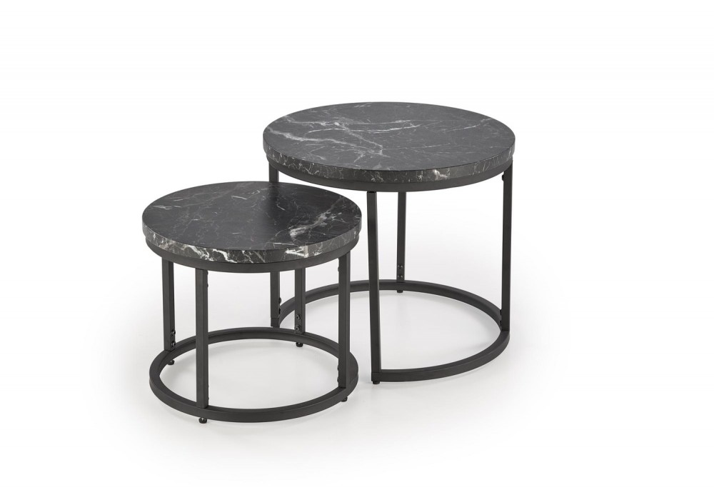 Комплект журнальных столов Halmar Oreo 53x53 см чёрный мрамор, чёрный (V-CH-OREO-LAW-CZARNY_MARMUR)